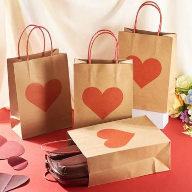 Imagem de 10 sacos de papel de coração para dia dos namorados, 21 x 15 x 8 cm, saco de presente com alça para embrulhar joias, caixa de presente, roupas, casamentos, aniversários, sacos de papel (21 x 15 x 8 cm