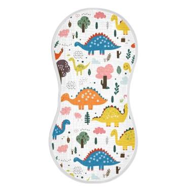 Imagem de xigua Conjunto de 2 panos fofos de musselina de dinossauro para arroto, panos super macios e absorventes, roupas de arroto de algodão, presente de chá para recém-nascidos, bebês meninas e meninos