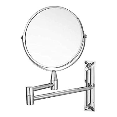Imagem de LMJYU Espelho de maquiagem Espelho de penteadeira, espelho de maquiagem montado na parede de banheiro espelho de aumento telescópico dobrável espelho de beleza de alta definição dupla face espelho de