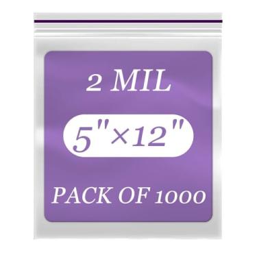 Imagem de Sacos transparentes com zíper de 12,7 x 30,5 cm, pacote de 1000 sacos plásticos resseláveis, duráveis, ideais para armazenamento de alimentos, freezer, lanches, despensa, joias, turismo, embalagem