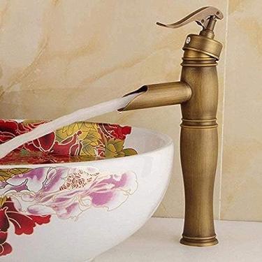 Imagem de Torneira de banho Torneira de cobre de alça única misturador de bacia de bambu decoração artes bancada bacia misturadora quente e fria torneira de água