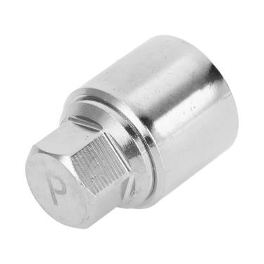 Imagem de VekAuto Porca de trava de roda compatível com VW para Skoda, soquete de chave de remoção de porca de parafuso antifurto tipo P cromado durável tipo P liga de aço prateado