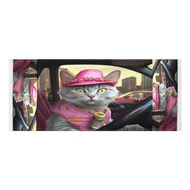 Imagem de Wassud Cat Driving(7) capas de lavadora e secadora, protetor de lavadora com sacos de armazenamento, capa de geladeira à prova de poeira com bolsos para lavanderia doméstica, cozinha, 120 x 55 cm