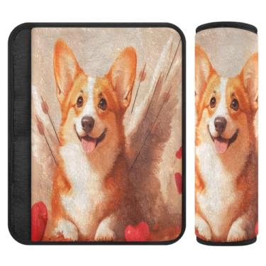 Imagem de Burbuja Capa de cinto de segurança de carro para cães Cupido Valentine Protetor de cinto de segurança de carro macio confortável para alça de ombro de assento de carro, 1 par pequeno