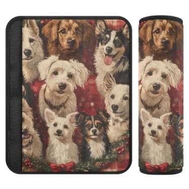 Imagem de Burbuja Capa para cinto de segurança de carro Christmas Dogs Protetor de cinto de segurança de carro macio confortável para alça de ombro de assento de carro, 1 par médio