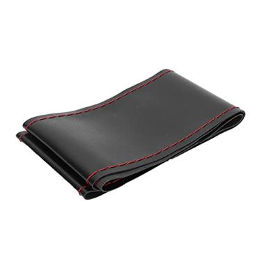 Imagem de ZAWELIYO Capa de Volante Universal Costurada à Mão Protetora para Carro 37-38cm de Diâmetro + Linha de Agulha para Decoração de Interiores de Carro (Costura Vermelha)