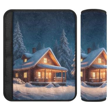 Imagem de Burbuja Capa para cinto de segurança de carro Cozy House Protetor de cinto de segurança de carro macio confortável para alça de ombro de assento, 1 par médio