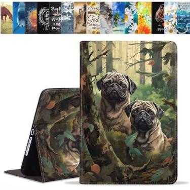 Imagem de BWOOLL Capa para Samsung Galaxy Tab S9 FE 5G 10,9 polegadas/Galaxy Tab S9 11 polegadas 2023, capa fina e leve de couro PU com suporte para despertar/hibernar automaticamente, jungle Camo Pug