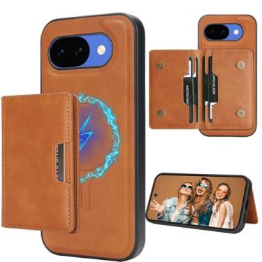 Imagem de CCSmall Capa carteira para Google Pixel 10A compatível com Magsafe, 2 em 1 capa magnética removível de couro PU com suporte para cartão, capa traseira protetora à prova de choque para Google 10A C1