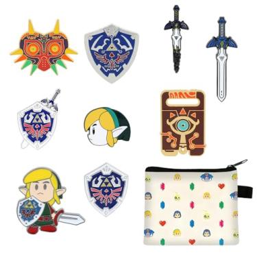 Imagem de Conjunto de 9 peças de pinos de liga de desenho animado com bolsa de armazenamento, acessórios para fãs de colecionadores, para mochila de roupas