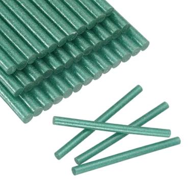 Imagem de HARFINGTON 30 peças mini bastões de cola 0,8 cm x 9,9 cm de alta aderência para pistola de cola quente fita adesiva para bricolage artesanato reparo de selagem decoração de festival, verde glitter