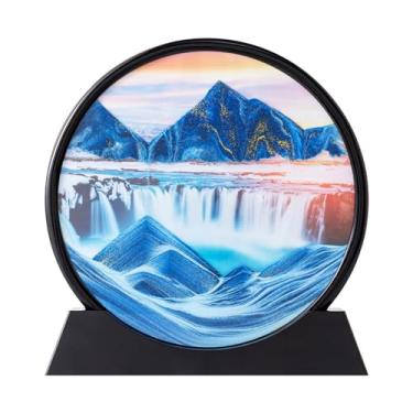 Imagem de rysnwsu Imagem de arte de areia em movimento com espelho, arte de areia dinâmica 3D paisagens de movimento líquido, brinquedos de arte de mesa grandes para crianças, decoração de mesa relaxante para