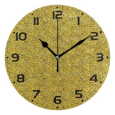 Imagem de JUZIHAI Relógio de parede com estampa de leopardo silencioso, sem tique-taque, relógios de parede redondos operados por bateria, fácil de ler, relógio decorativo de parede para casa, cozinha, sala de