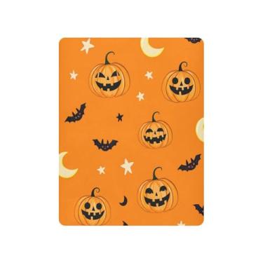 Imagem de JUZIHAI Lençol de berço de Halloween para meninos e meninas, lanternas assustadoras de Halloween, macio, elástico, respirável, capa de colchão para berço padrão e cama infantil, 99 x 68 cm