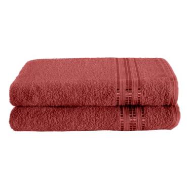 Imagem de Kit 2 Peças Toalha de Banho, 100% Algodão, 125x65cm, Gramatura 260g/m², Hipoalergênica, Uso Diário (Vermelho Tango)