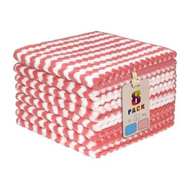 Imagem de AIWIWH Toalhas de prato, panos de limpeza de microfibra de veludo coral, super absorventes e de secagem rápida, panos de prato reutilizáveis sem fiapos para cozinha, lavar pratos (8, rosa grande)