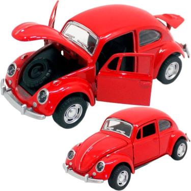Imagem de Carrinho Miniatura Fusca Metal Vermelho Colecionável Fricção