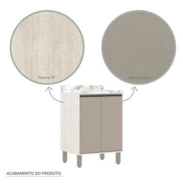 Imagem de Balcão De Cozinha Com Tampo 60 Cm 2 Portas De Abrir 1 Prateleira Linea Luciane