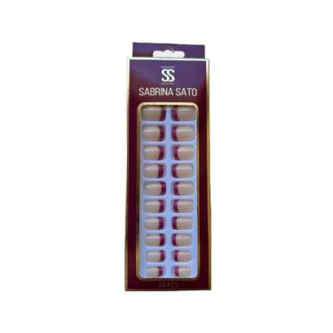 Imagem de Sabrina Sato Unhas Postiças Autocolantes - Francesinha De Glitter Pink Ss2370-2 Com 24 Peças