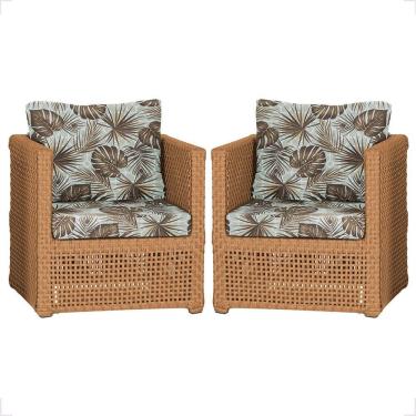 Imagem de 2 Poltronas Madri Alumínio Corda Náutica Estofado 6 Trama Terra Cota