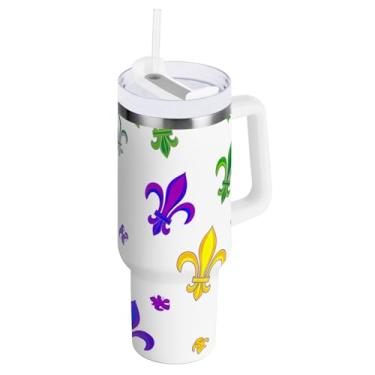 Imagem de ODAWA Copo de café grande para viagem com tampa e canudo, copo à prova de vazamento de carnaval