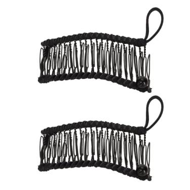 Imagem de Ainoli 2 peças de grampos de cabelo banana, elegante, confortável, elástico, vintage, pente clincher, ferramenta para cabelos grossos, ondulados e cacheados (Preta)