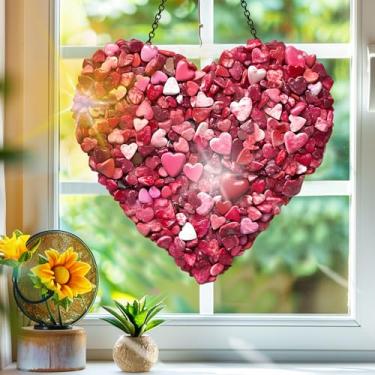 Imagem de Acrílico colorido, apanhador de sol, decoração de janela suspensa de coração, arte de parede de arco-íris, para varanda, interior e exterior, jardim, enfeites de Natal, decoração 19 x 19 cm, CH#106