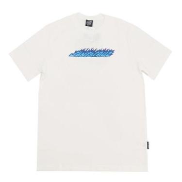 Imagem de Camiseta Santa Cruz Flame Hand Strip - Off White (Creme)-Masculino