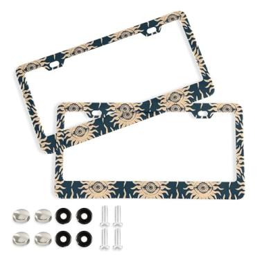 Imagem de SEHANY Molduras para placa de carro que tudo vêem, moldura de placa de carro de alumínio à prova de ferrugem com furos e parafusos elípticos serve para acessórios de carro de tamanho padrão de