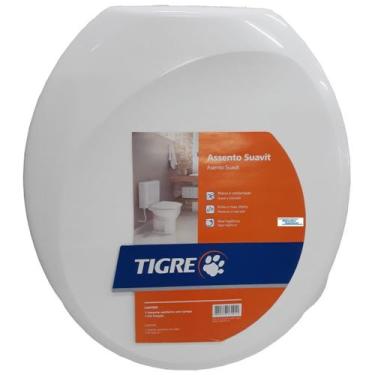 Imagem de Assento Sanitario Almofadado Tampa Para Vaso Oval Branco - Tigre