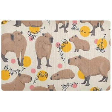 Imagem de TSENQUE Capy Tapete de porta personalizado com animais africanos, tapetes engraçados de boas-vindas para porta da frente, tapetes de entrada internos laváveis para casa, tapete de Halloween, 81 cm x