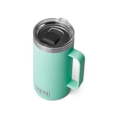Imagem de YETI Caneca Rambler de 710 ml, isolada a vácuo, aço inoxidável com tampa MagSlider, verde espuma do mar