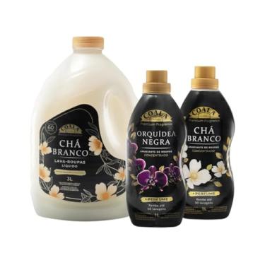 Imagem de Coala Kit Lavanderia Premium, 1 Amaciante Concentrado Chá Branco 1L, 1 Amaciante Orquídea Negra 1L, 1 Lava Roupas Líquido Chá Branco 3L