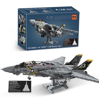 Imagem de MISINI Conjunto de blocos de construção M8021 F-14 Tomcat Fighter Jat, 2453 peças, série militar, força aérea, tamanho médio, prático, escala 1:35, kit de construção de avião, brinquedo colecionável