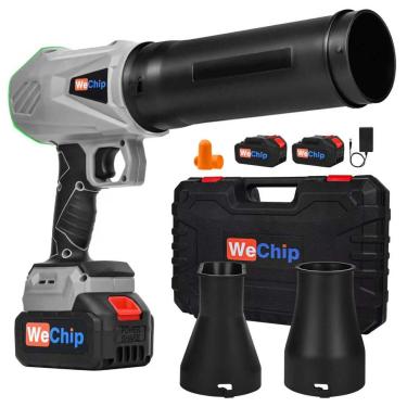 Imagem de WeChip Soprador de folhas sem fio 2 baterias – 3 tubos de ar de ajuste, ventilador de jato portátil para limpeza de quintal/carro/interior (prata)