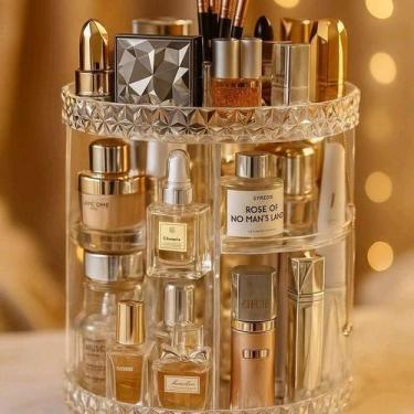 Imagem de Organizador de Maquiagem Giratório em Acrílico  Porta Cosméticos Elega
