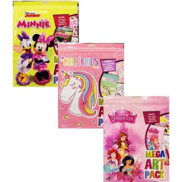 Imagem de Coleção mega art pack para meninas - 3 livros - minnie + princesas + u