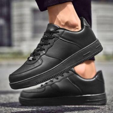 Imagem de Tênis Masculino Feminino Força Force Em Branco Preto Casual AF - Genér