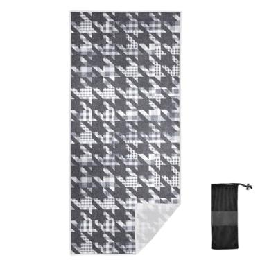 Imagem de Joitme Houndstooth Toalha infantil xadrez cinza branca, 76 x 152 cm, toalhas de viagem de secagem rápida leves, toalhas de banho