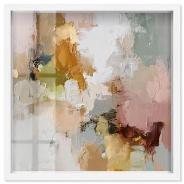 Imagem de Swirl of Joy III Shadowbox Print Taupe Boho Wall Art por Art Remedy, moldura branca, 33 x 33