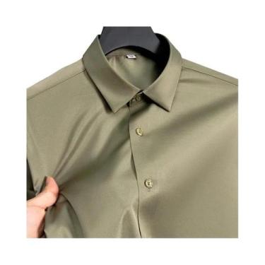 Imagem de Camisa Social Masculina Branca De Manga Longa Slim Fit Não Amassa Resi