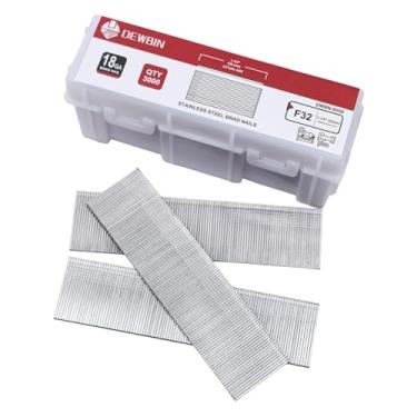 Imagem de DEWBIN Pregos Brad de calibre 18, 3000 contagens de 3,5 cm 18 GA, pregos de aço inoxidável para pistola pneumática e elétrica