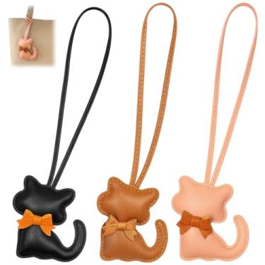 Imagem de CZFSWT Conjunto de berloques de bolsa de gato, pingente de bolsa, pingentes de bolsa de couro adequados para bolsas, mochilas e chaves, presente para amantes de gatos