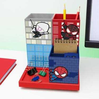 Imagem de Paladone Organizador de mesa de quadrinhos licenciado oficial do Homem-Aranha, decoração e presente para fãs da série de quadrinhos e jogadores, nostálgico super-herói da Marvel, acessório de mesa e