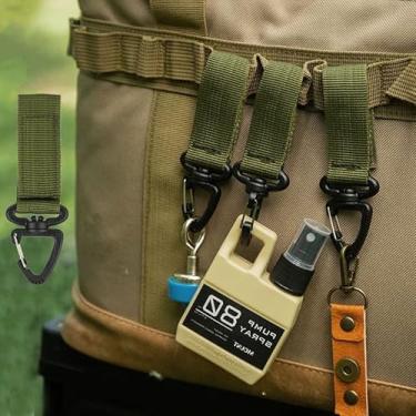 Imagem de Chaveiro giratório tático, mosquetão giratório com clipe de pressão, chaveiro multifuncional, suporte de cinto, 6 peças, gancho para escalada, caminhada, acampamento, esportes ao ar livre, mochila