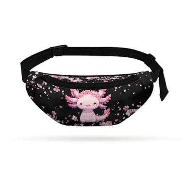 Imagem de doginthehole Pochete infantil para meninas com zíper, bolsa transversal leve para meninas, Axolote fofo, One Size