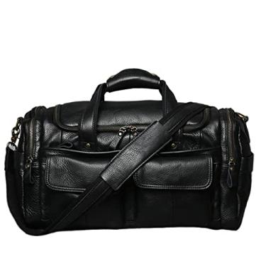 Imagem de Mala de mão masculina, bolsa de viagem, couro legítimo, grande capacidade, mensageiro de ombro único para laptop de 14 polegadas (Cor: Tamanho A: Tamanho único)