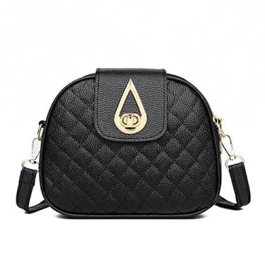 Imagem de Bolsas transversais pretas para mulheres - Bolsas femininas de couro para viagem, Trava em forma de gota d'água
