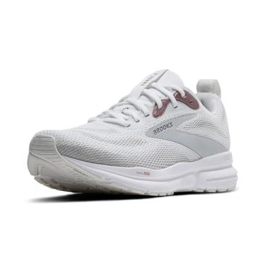Imagem de Brooks Tênis de corrida feminino Trace 4 Neutral, Branco/Ostra/Rosa, 8.5