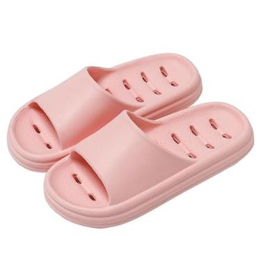 Imagem de Pantufas de banho femininas rosa antiderrapantes ocas de secagem rápida macias e confortáveis para uso interno, Verde, 8-8.5